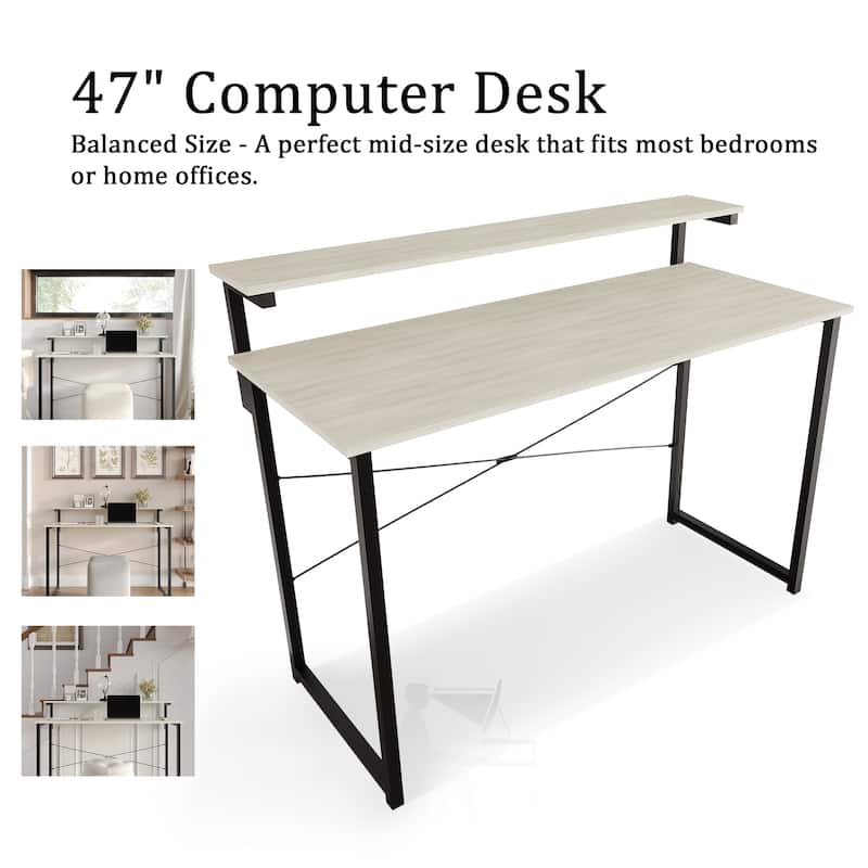 CraftPorch Minimalist 47-Inch Metal Computer Desk With Shelf