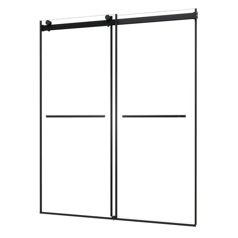 Altair Belizzi By Pass Frameless Shower Door in Matte Black Finish with Clear Glass