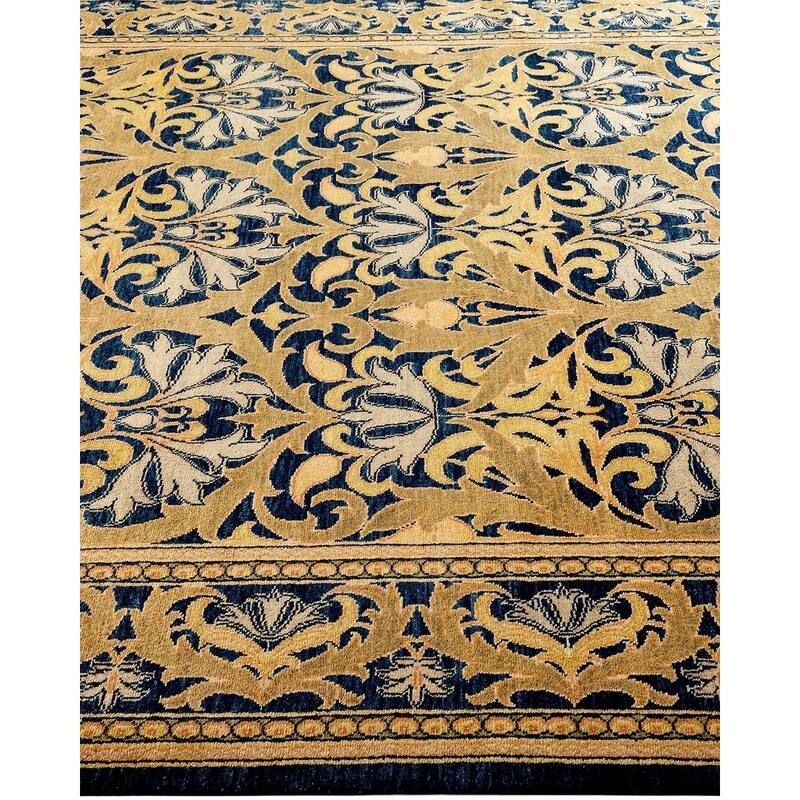 Overton Hand Knotted Wool Vintage Inspired Traditional Ottoman Navy Area Rug - 6' 1" x 9' 1"