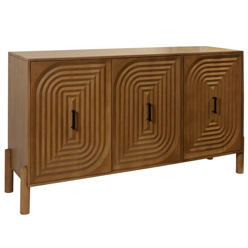 StyleCraft Jarcos 3-Door Sideboard - Light Tobacco - Light Tobacco, Black