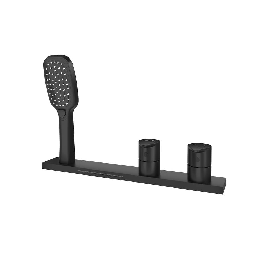 Bathtub Faucet Pressure Balanced 2-Handle Deck-Mount Waterfall Roman Tub Faucet with Handheld Shower Valve Included