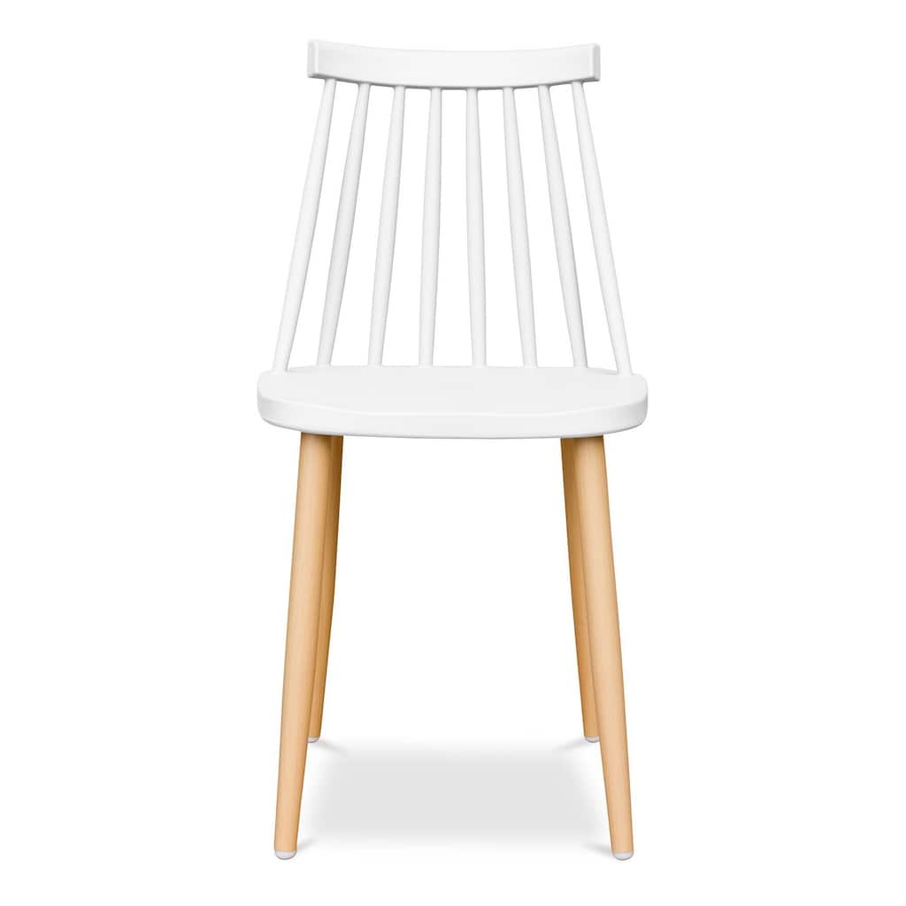 HomeRoots White And Natural Metal and Plastic Windsor Back Dining Side Chair