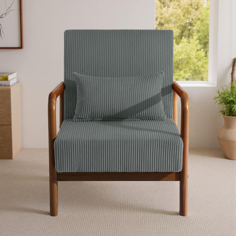 Mid-Century Upholstered Accent Chair with Wood Frame
