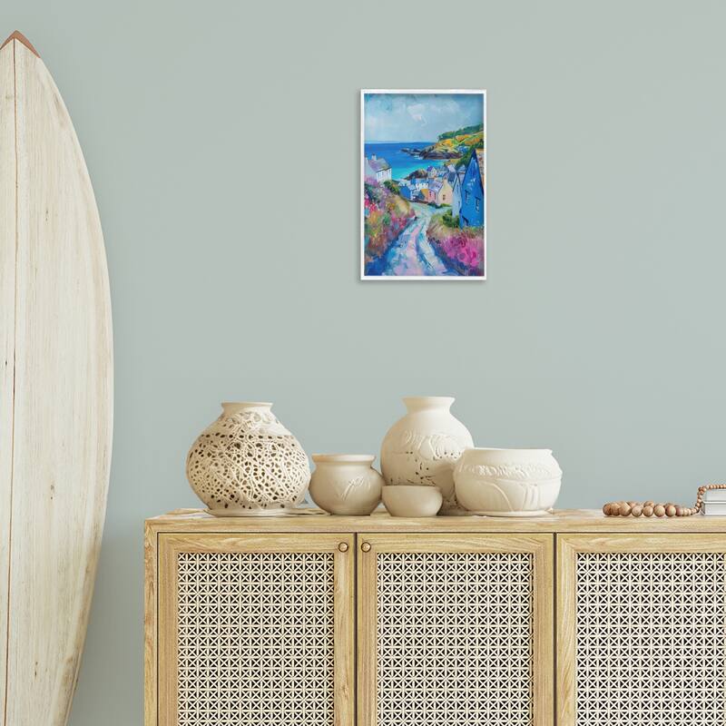Stupell Seaside Town Overlook Framed Giclee Art Design By LSR Design Studio