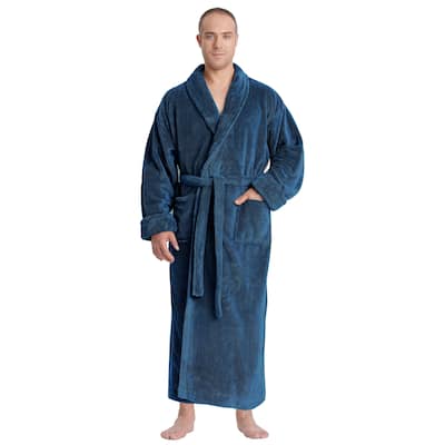 Men's Shawl Collar Premium Fleece with Full Ankle Length Bathrobe