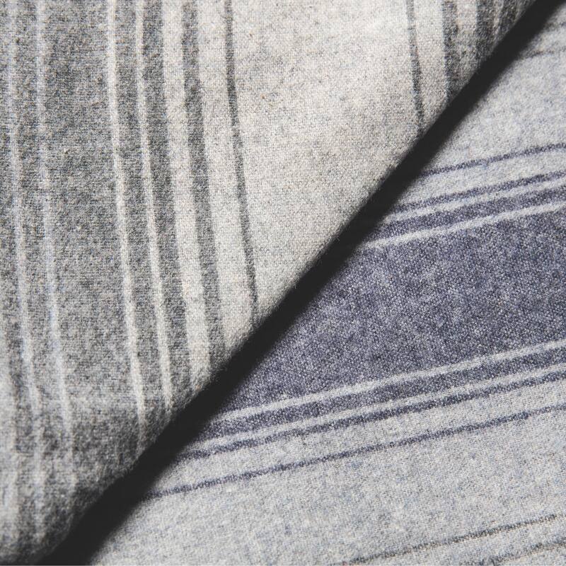 La Rochelle Yarn Dyed Heathered Flannel Bed Sheet Set - blue grey stripe - King