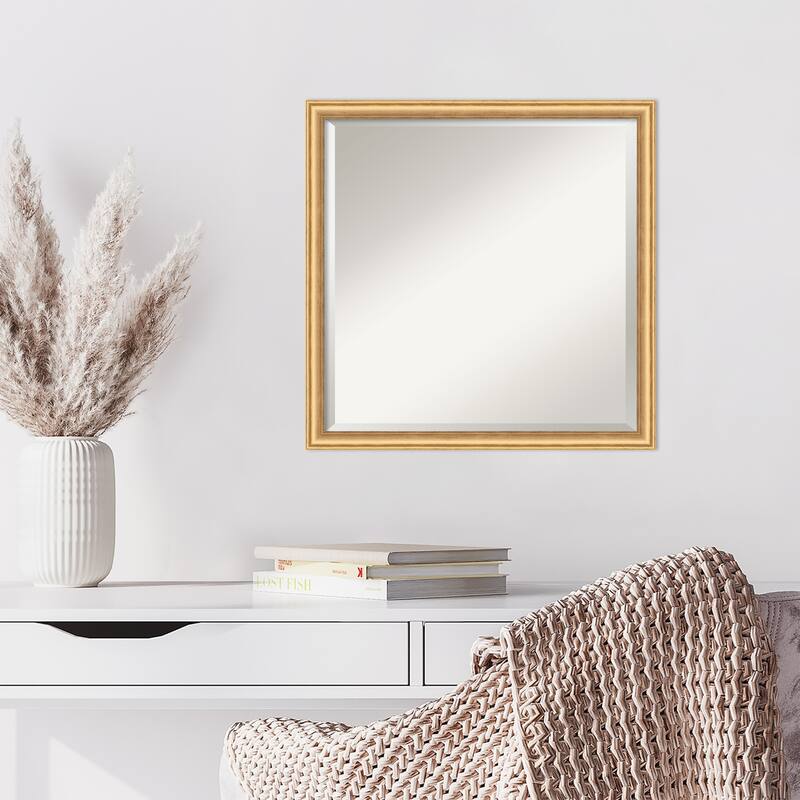 Salon Scoop Beveled Wood Framed Wall Mirror