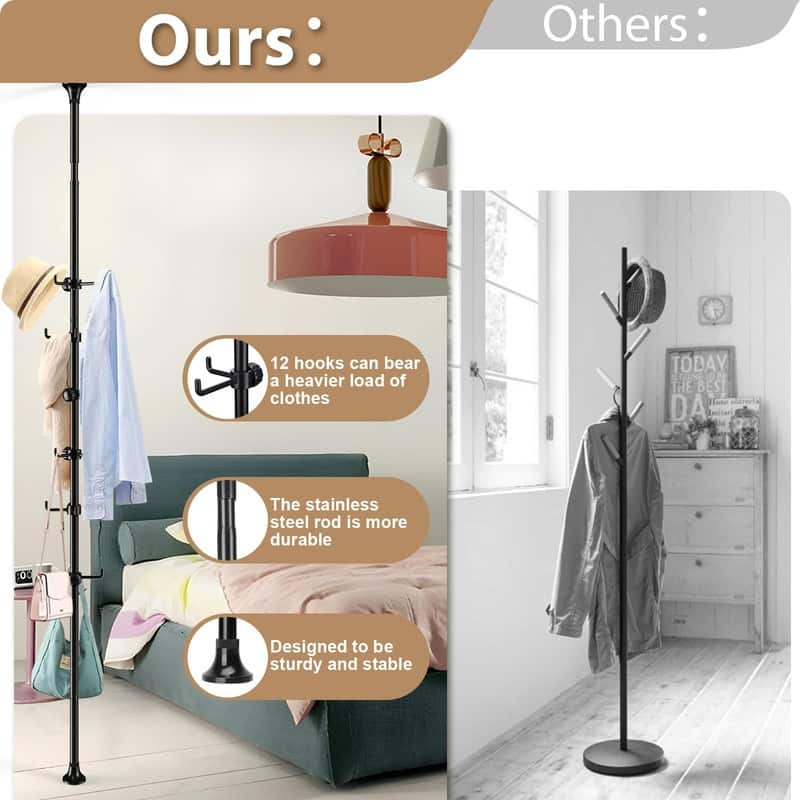 Coat Rack Freestanding - 110"D x 50"W x 56"H - Black