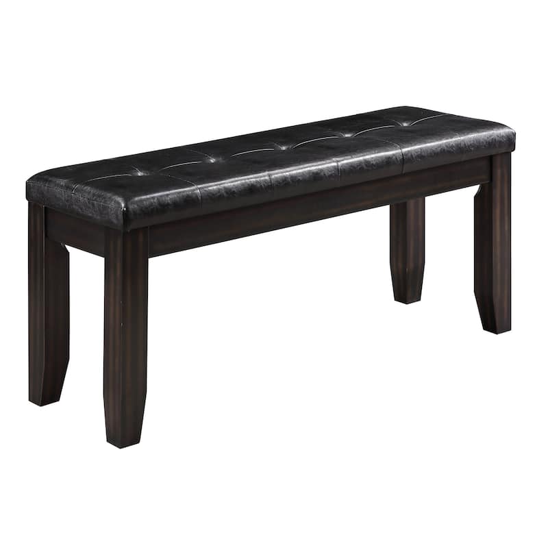 Nottingham Bench with Tufted Cushion - Black/Espresso