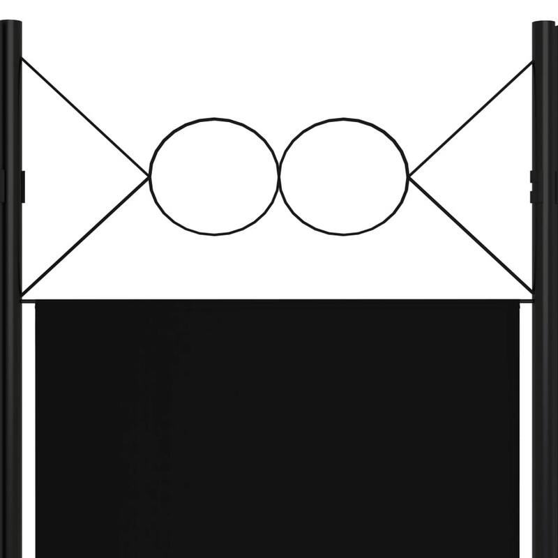 Dina 4 Panel Room Divider Screen, Black Fabric, Iron Frame, 63 Inch