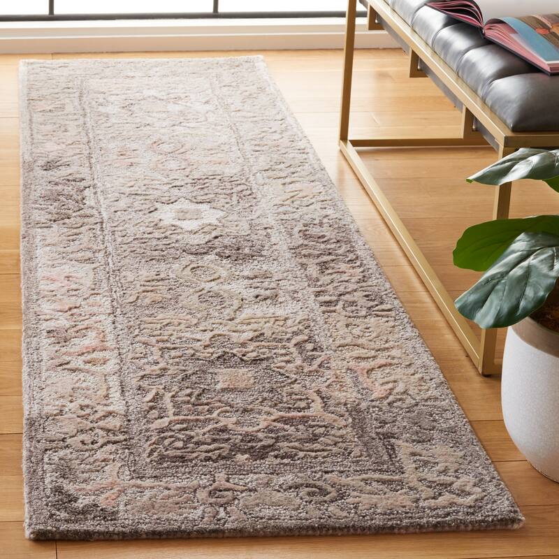 SAFAVIEH Handmade Marquee Cacilia Modern Rug - 2'3" x 8' Runner - Grey/Pink