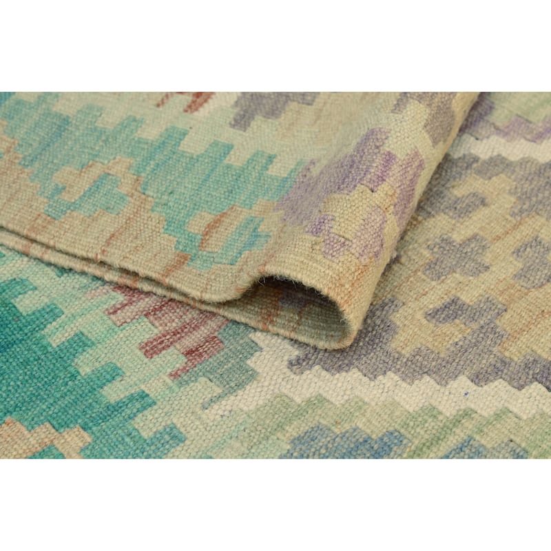 Sun Faded Flatweave Sophie Red/Green Rug - 4'11" x 6'7"
