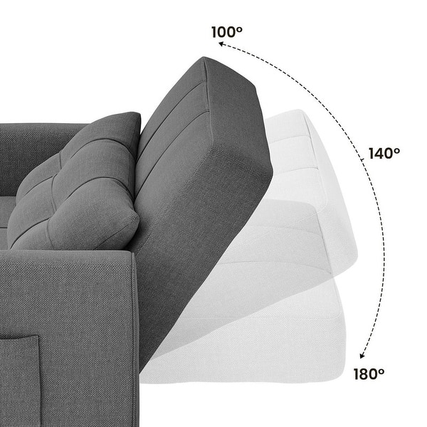 dimension image slide 2 of 10, 3-in-1 Adjustable Sleeper Sofa Bed, Pull Out Chair Sofa, Convertible Folding Bed for Living Room