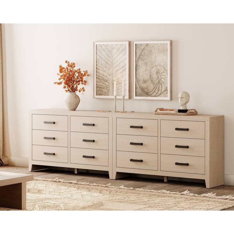 WAMPAT 6-Drawer Farmhouse Dresser - Wood Storage Chest for Bedroom & Hallway