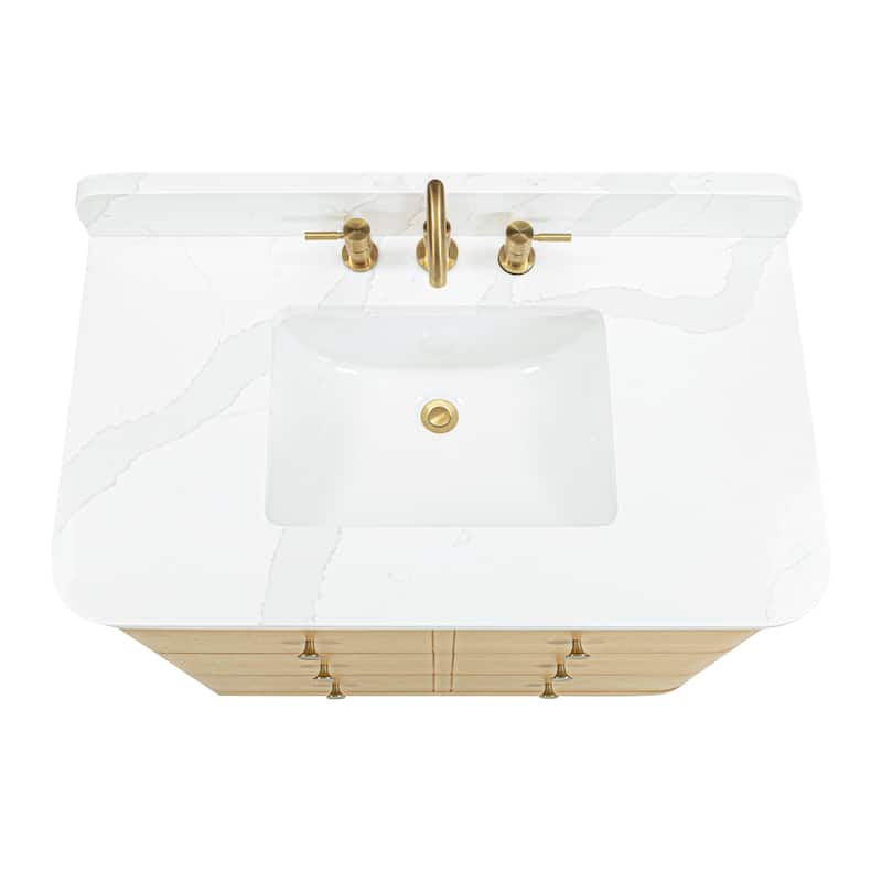 Serena Bathroom Vanity in Light Oak with Calacatta Quartz Top