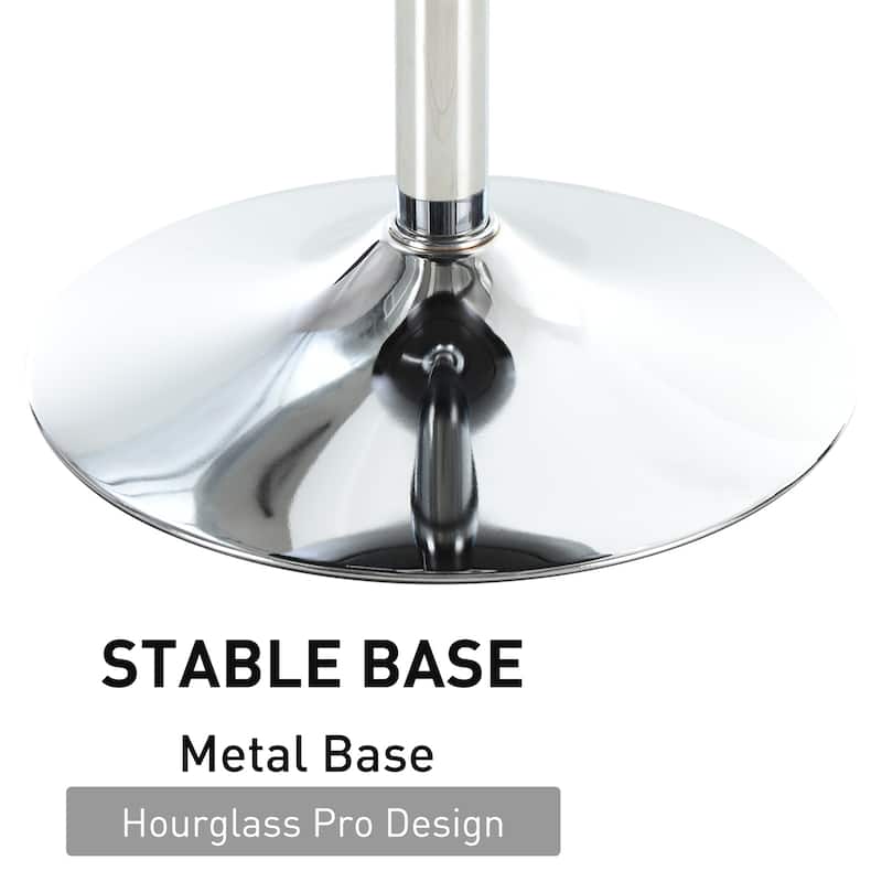 HOMCOM Round Cocktail Bar Table Metal Base Tall Bistro Pub Desk Adjustable Counter Height Black Silver