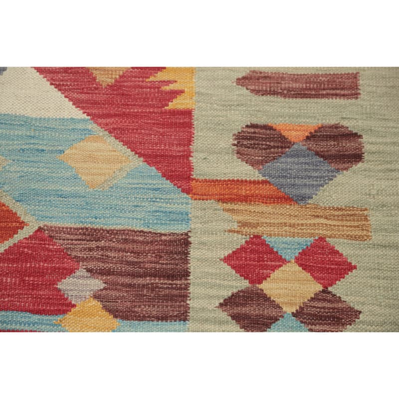 Hand Woven Oriental 100% Wool Carpet Southwestern Tribal Multi-Colored Kilim Area Rug - 5' 10'' X 4' 1''