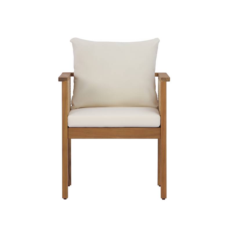 Christopher Knight Home - Set of 2 Mid-Century Modern Acacia Wood Dining Chairs with Handwoven Wicker Back and Washable Cushions