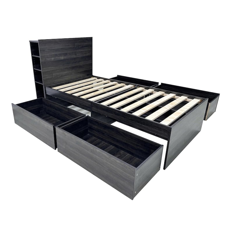 Robin Twin Storage Bed in Dark Gray