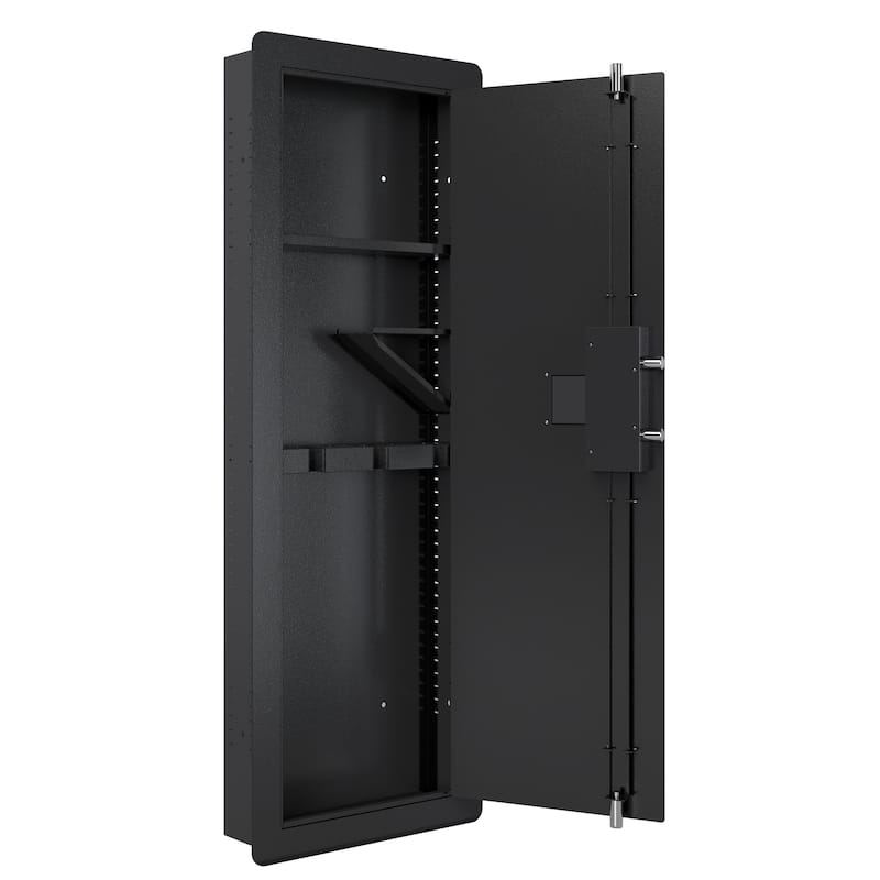 Roomfitters Wall Gun Safe: Quick-Access Rifle Safe with Removable Shelf and Digital Keypad (Black and Silver)