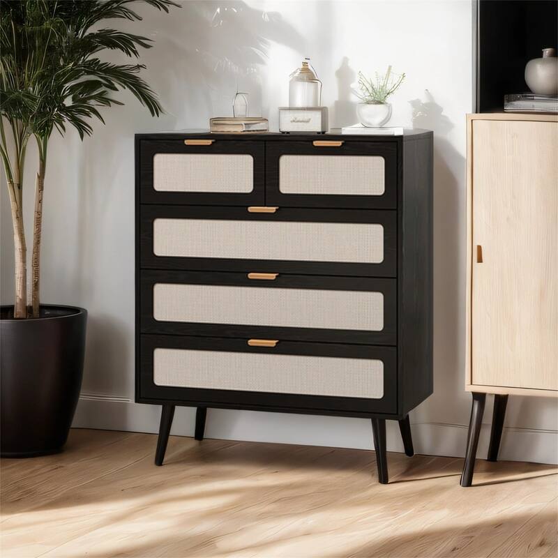 5 Drawer Cabinet, Accent Storage Cabinet, Suitable for Dining Room