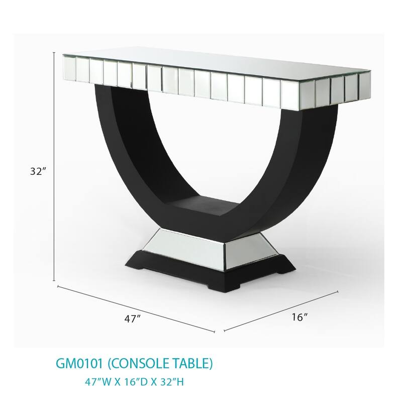 Decor 47 in. Matte Black Rectangle Glass Top Console Table