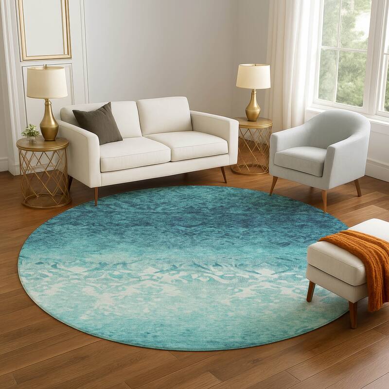 Premium Washable Super Soft Modern Ombre Mayfield Rug - Teal - 8' x 8'
