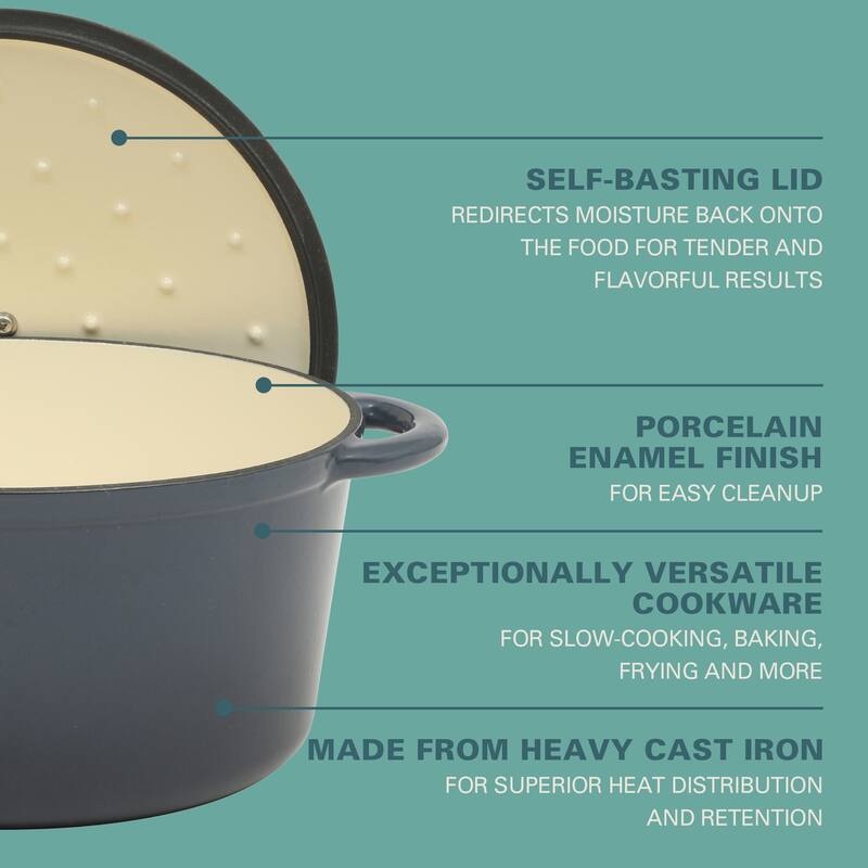 Gibson Home Enameled Cast Iron Dutch Oven Pot with Lid