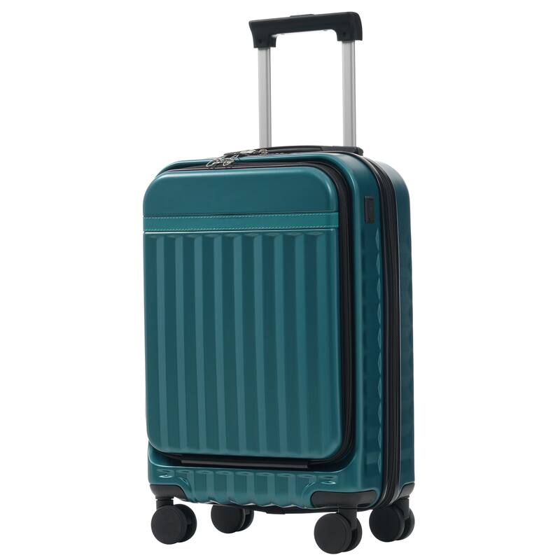3-Piece Modern Front-Opening Luggage Expandable Luggage with USB Port and TSA Lock, for Boarding Travel, Dark Green
