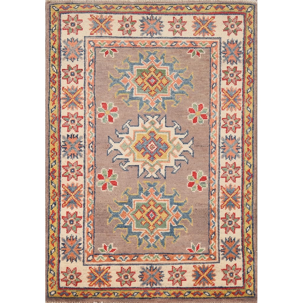 Traditional Kazak Oriental Rug Handmade Wool Carpet - 2'0"x 3'0"