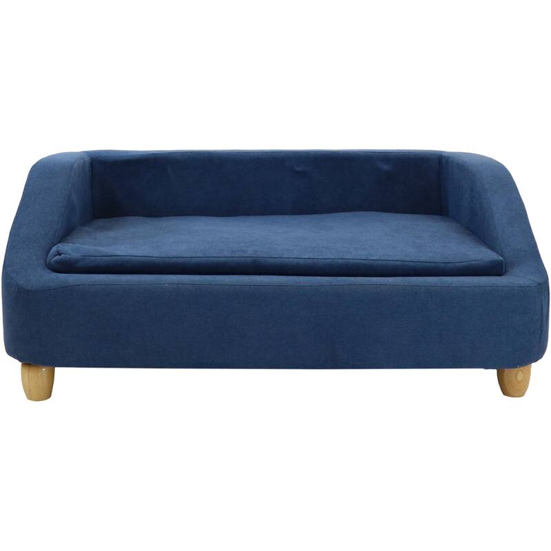Critter Sitters 36-In. Microfiber Rectangle Pet Bed for Medium-Sized Dogs, Blue