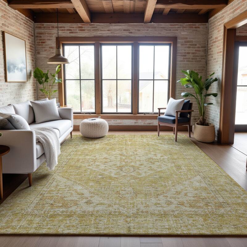 Premium Washable Super Soft Vintage Traditional Mayfield Rug - Gold - 3' x 5'