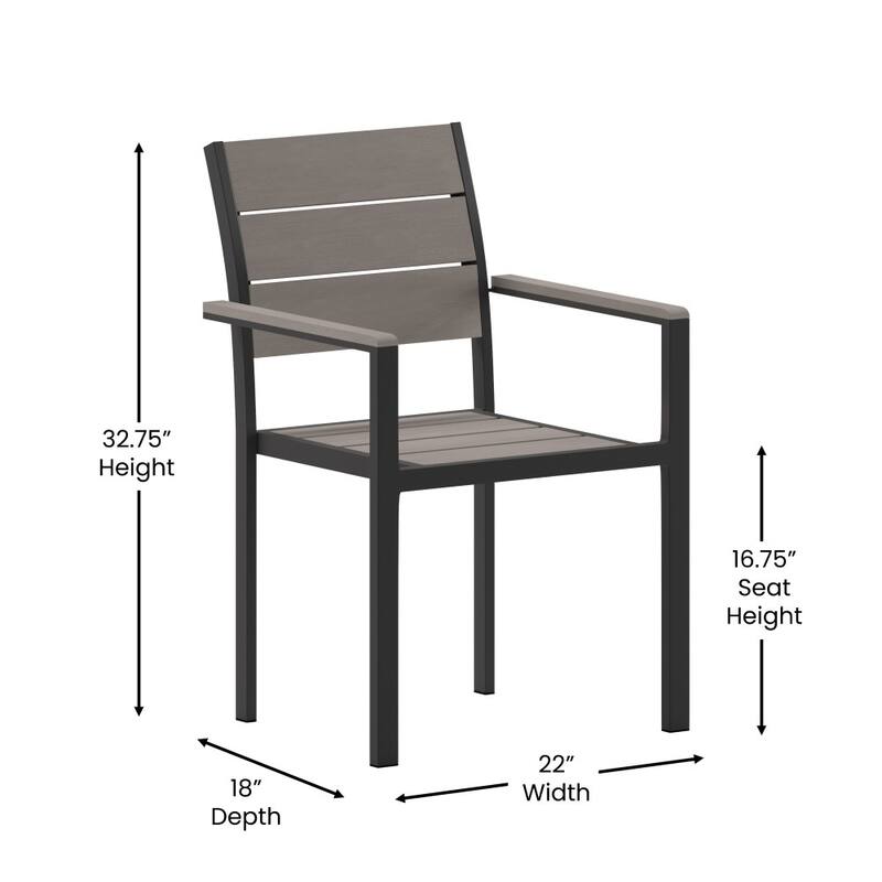 Commercial Grade Outdoor Faux Teak Patio Dining Chair with Arms