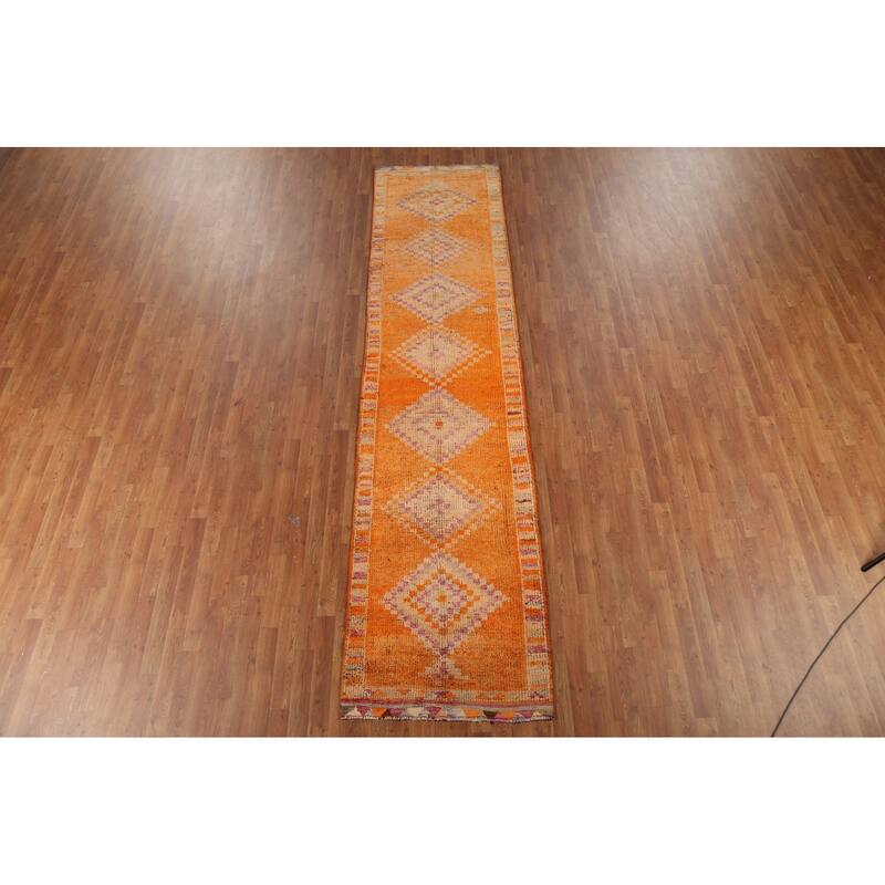 Anatolian Turkish Vintage Runner Rug Hand-Knotted Wool Carpet - 2'11"x 12'3"