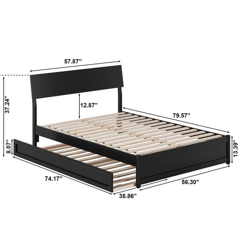 Norla Wood Platform Bed with Trundle