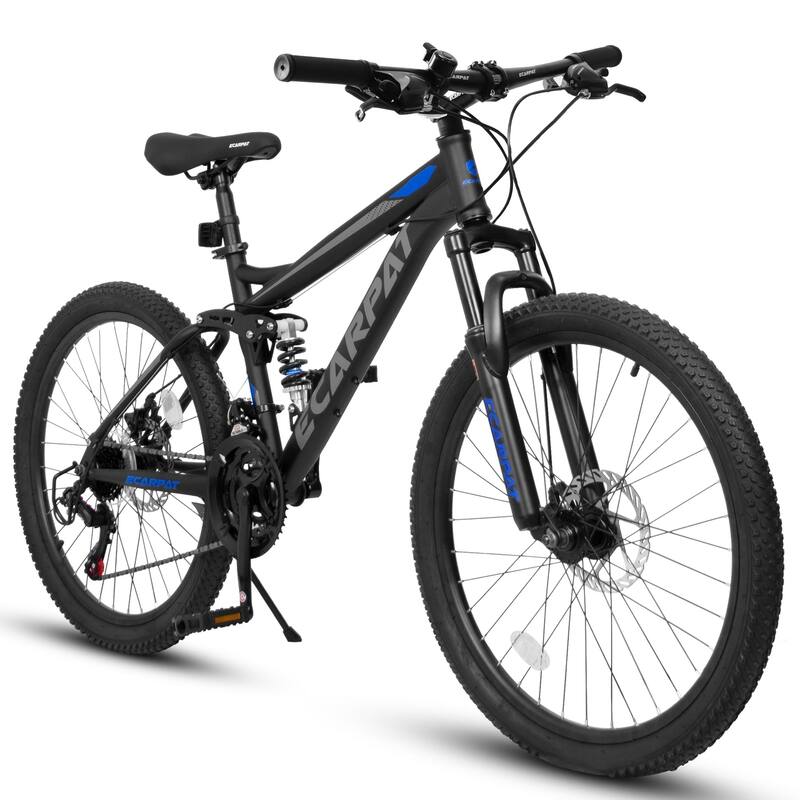 27.5 Inch Mountain Bike, 21-Speed Trail Commuter City Bicycle, Outdoor Adventure Steel Bike with Rear Dual-Shock Absorption - Black