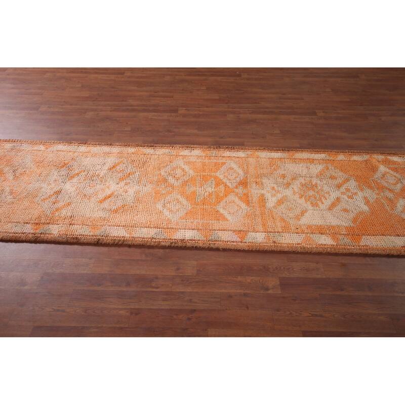Transitional Oushak Turkish Vintage Runner Rug Handmade Wool Carpet - 2'10"x 11'2"