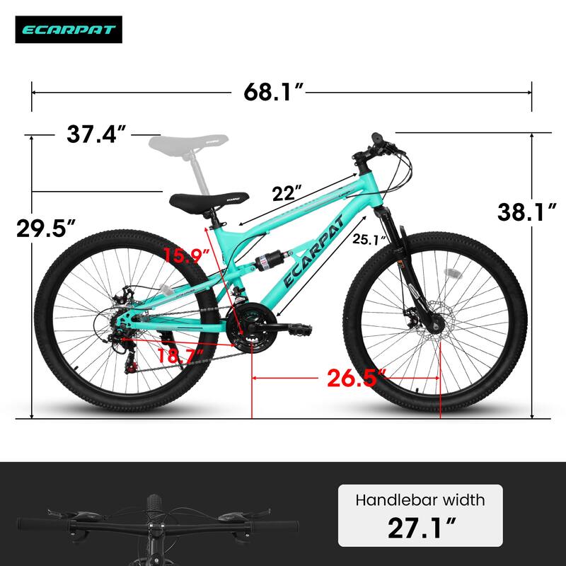 26 Inch Steel Bike 21 Speed Mountain Bicycle, Urban Commuter City Bicycle with Shock Fork Plus Shock Absorber for Kids & Teens