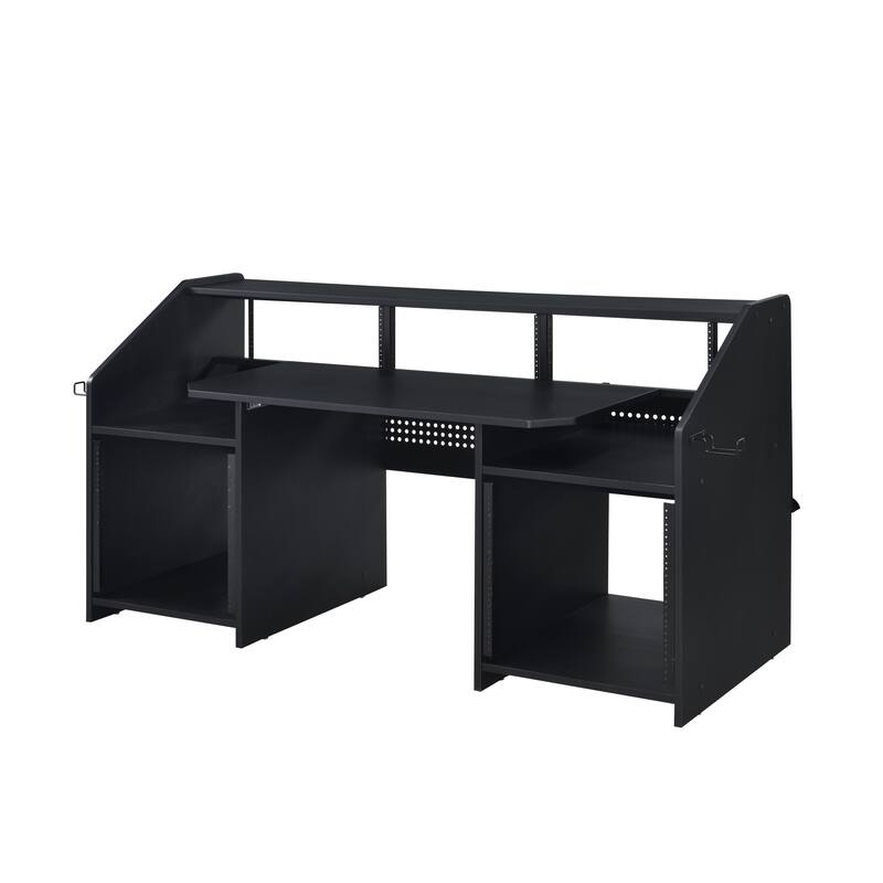 71-Inch Music Desk with Earphone Rack, 6 Adjustable Shelves, MDF & Metal Construction