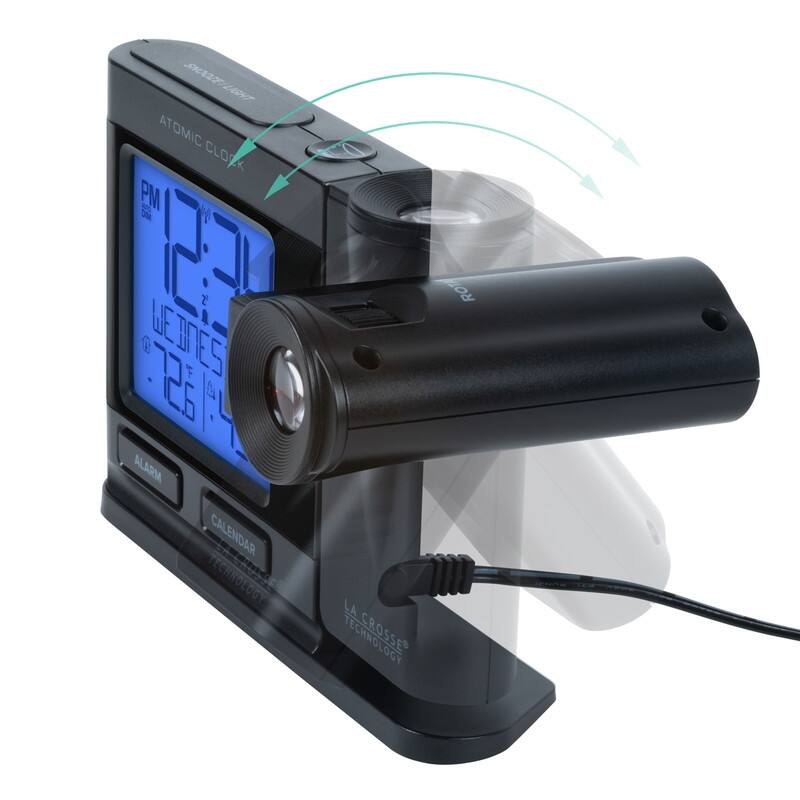 La Crosse Black Atomic Projection Alarm Clock with Temp, 616-41667
