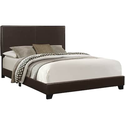 Queen Size Faux Leather Upholstered Platform Bed with Low Profile Transitional Design