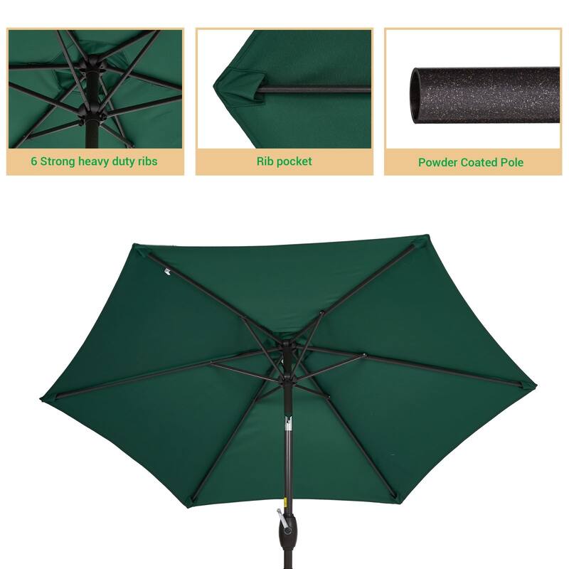 LIVOOSUN 7.5ft Steel Patio Market Umbrella Tilt System