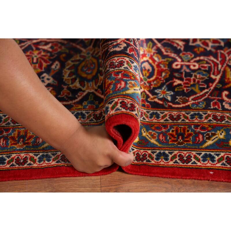 Traditional Kashan Vintage Persian Area Rug Handmade Wool Carpet - 9'8" x 13'2"