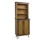 preview thumbnail 20 of 29, 78-inch Tall Lodge Style China Cabinet with 3 Display Shelves, 2 Doors, and 4 Legs Brown & Espresso Top