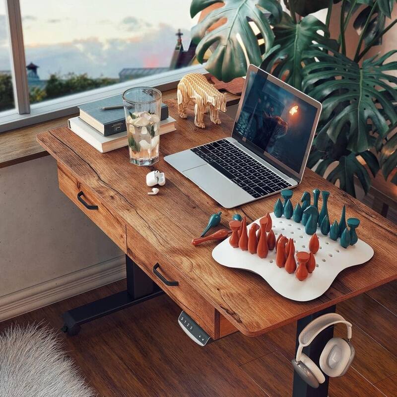 FEZIBO/Home Office Furniture/Wood/Standing Desk With 2 Drawers/Desks