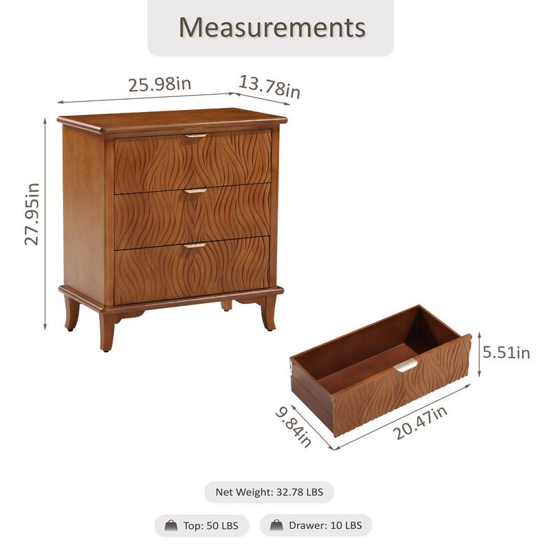 COZAYH Farmhouse Dresser, Accent Wooden Storage Cabinet with Sculpted Wave Drawer Fronts