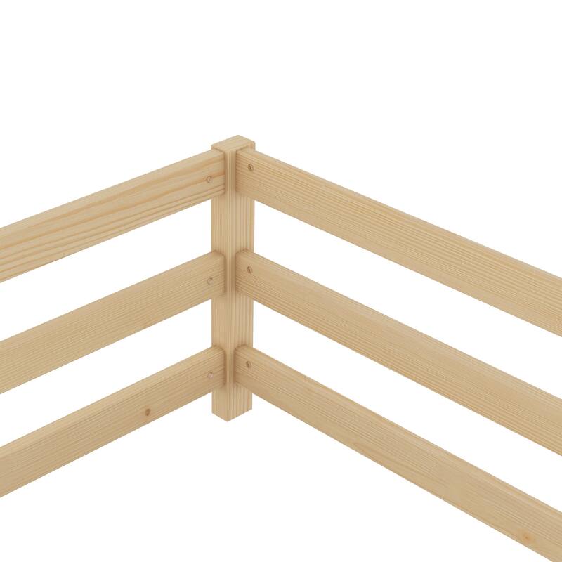 GDF Studio - Ashford Full Size Montessori Floor Bed with Fence and Wooden Frame