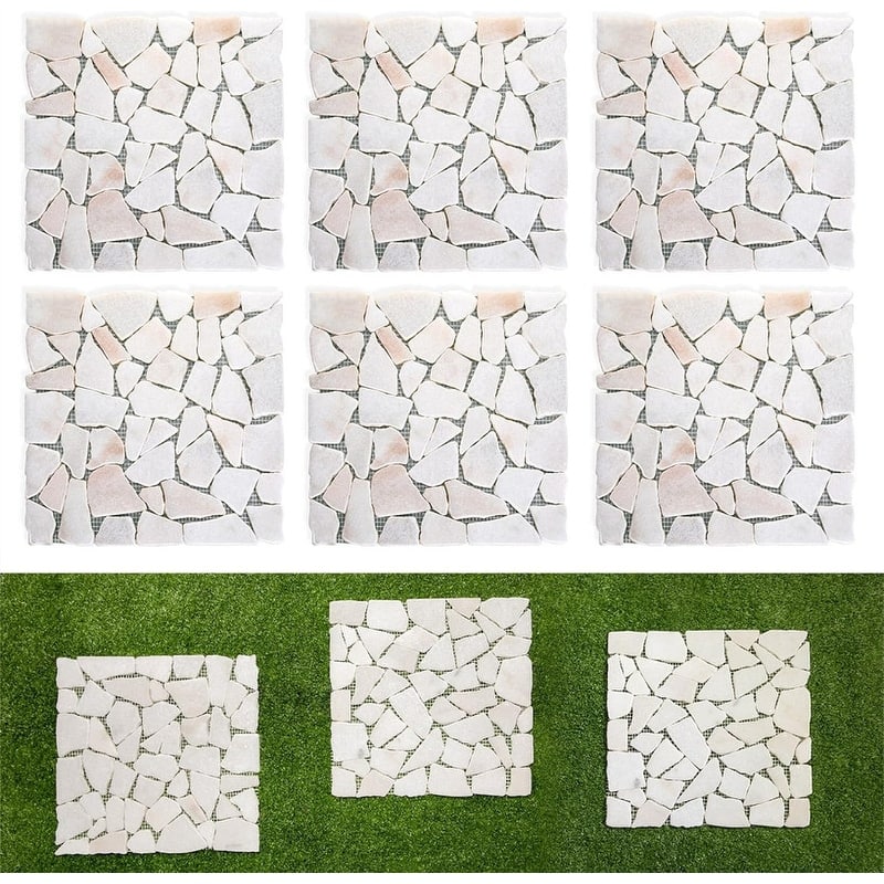 12in Riverstone Stepping Stones, 6 Pcs for Garden Walkway