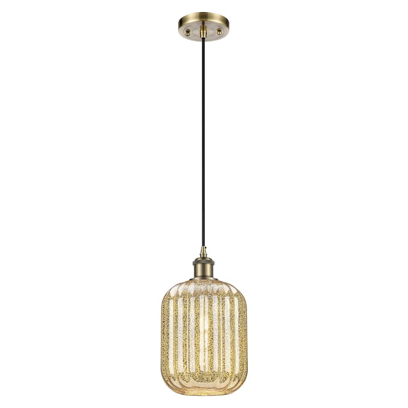 Innovations Lighting Endless Possibilities Ballston - Preston - 1 Light 7" Jar Shade Cord Hung Mini Pendant - Mercury/Antique Brass