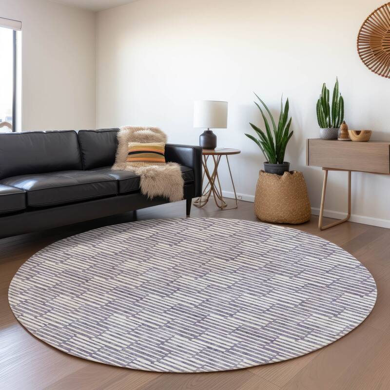 Machine Washable Indoor/ Outdoor Chantille Stripe Blocks Rug